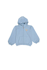 MINOTI KIDS Light Blue Zip - Up Hoodie with Heart Print - Smgarment's